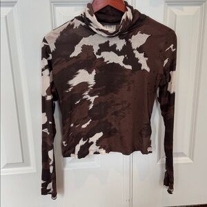 BDG Cute Brown and Cream cow print turtleneck